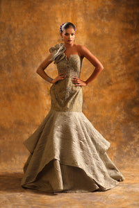 Mustard Lehenga with Golden Embroidery & Beaded Embellished Blouse