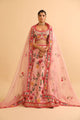 Blush Pink Floral Embroidered Lehenga with Mirror Work Choli
