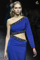 Curve-Hugging Royal Blue One-Shoulder Dress with Beaded Detailing
