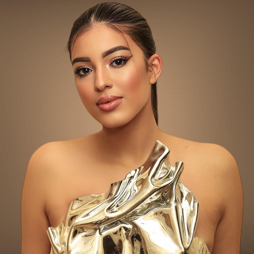 Metallic Silver Sculpted Bodice with Black Shimmer Skirt